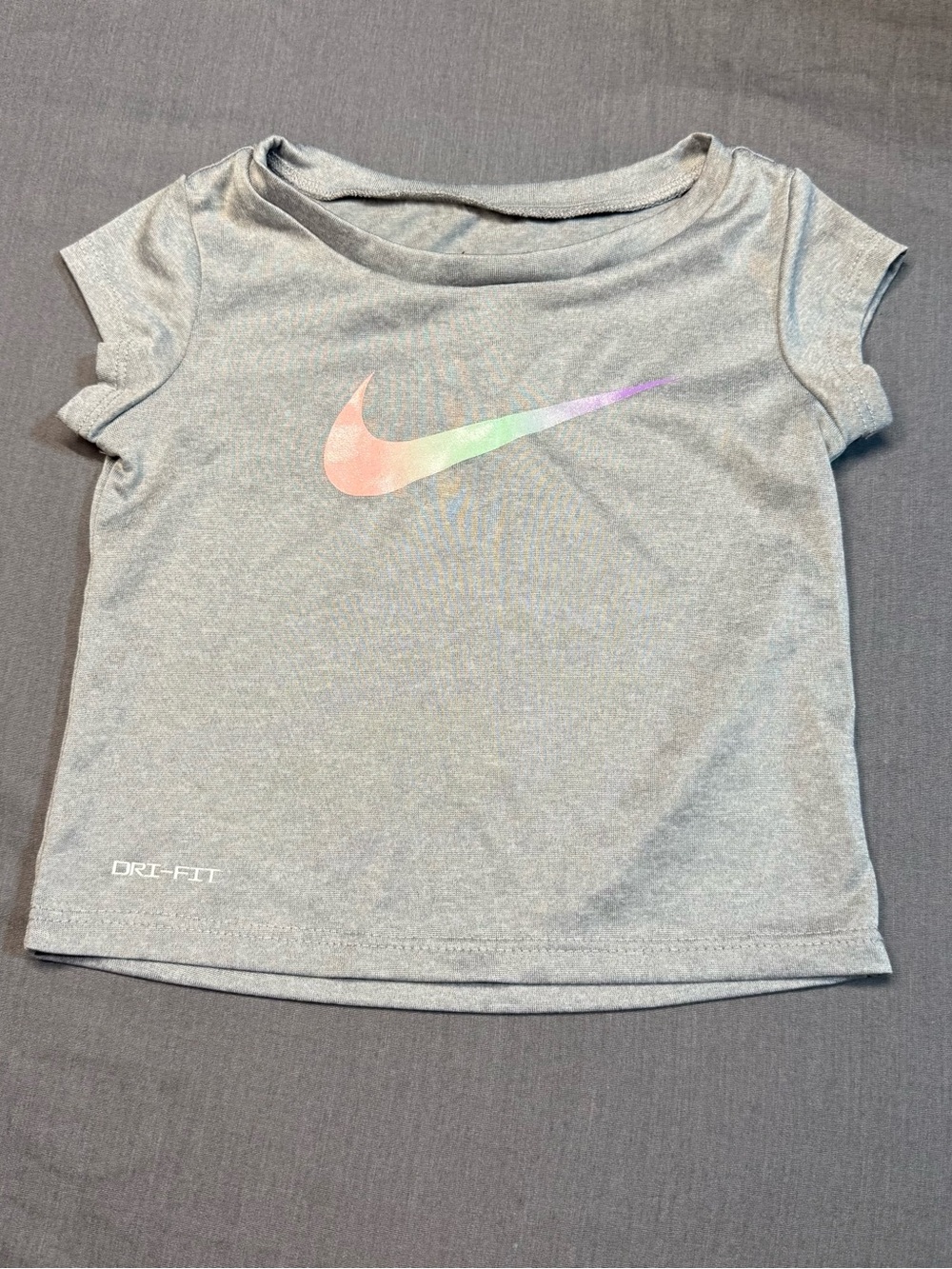 Nike Gray Short Sleeve Tee with Iridescent Swoosh